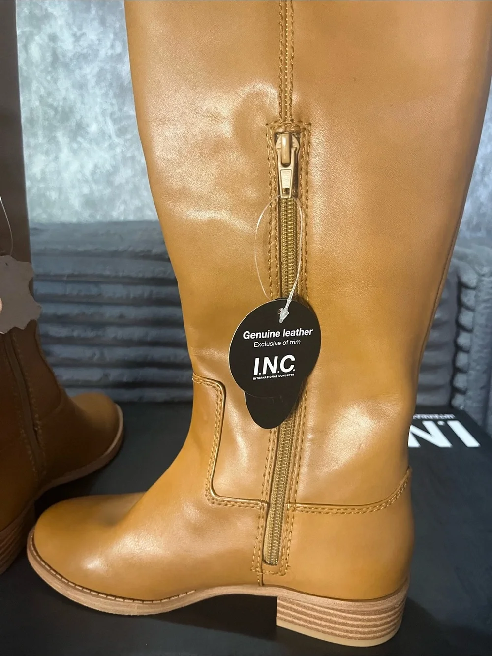 INC International Concepts Tall Over-the-Knee Tan Leather Boots